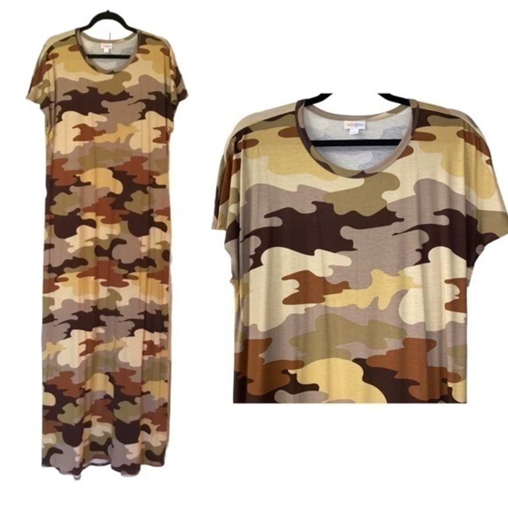 LuLaRoe Camo Maria Maxi Dress XL NWT green & brown camo